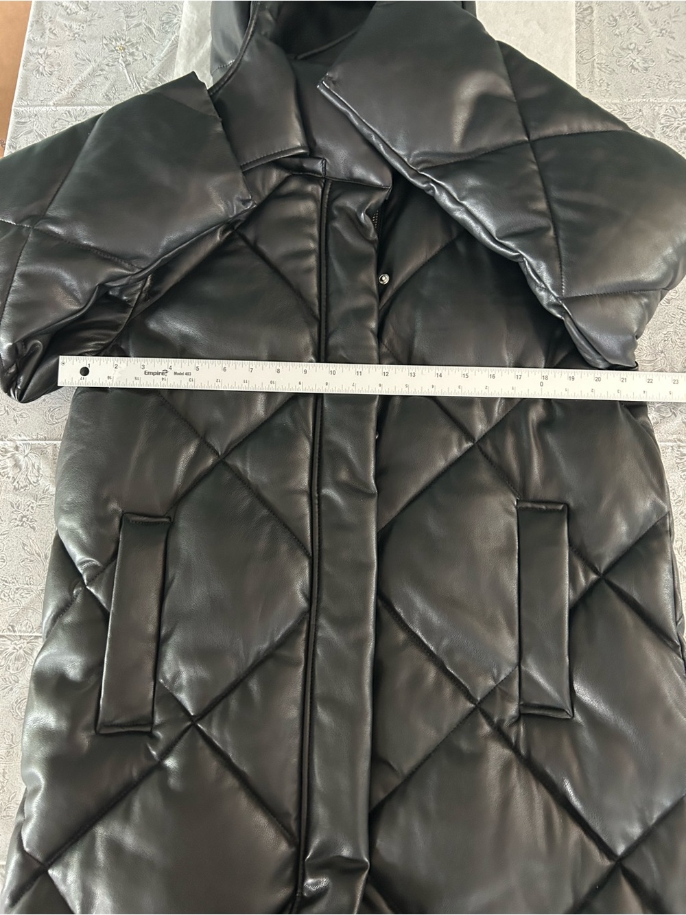 Abercrombie & Fitch Vegan Leather Long Puffer wind water resistant Coat. - Picture 8 of 9